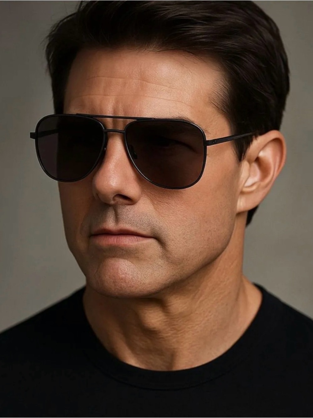 Tumi unisex Black Aviator Sunglasses with Brown Temple Tips